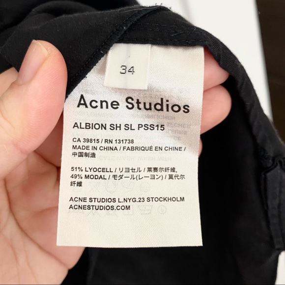 Acne Studios Albion Black Button Up Shirt Size XS-S (34) - Picture 11 of 11